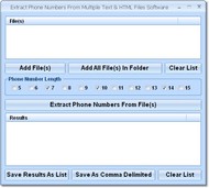 Extract Phone Numbers From Multiple Text & HTML Files Software screenshot